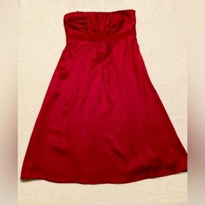 NWOT Banana Republic Red Strapless Silk Cocktail Dress, Size 8